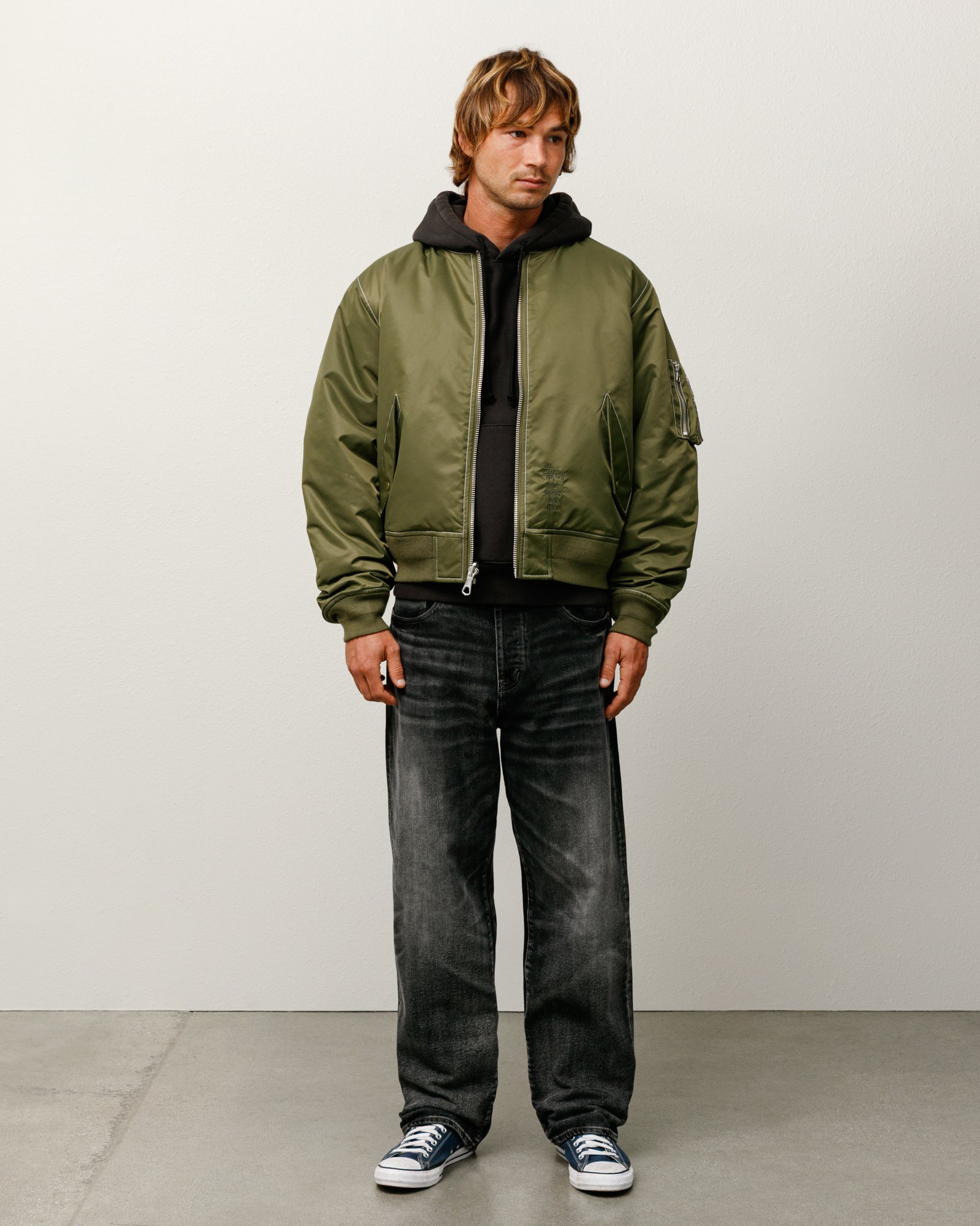 BUILT REVERSIBLE BOMBER JACKET - Olive