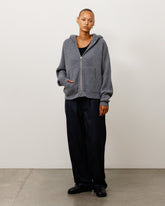 WAFFLE CASHMERE ZIP HOOD SWEATER - Charcoal