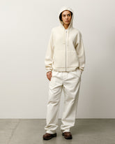TEXTURED ZIP HOODED SWEATER - Bone