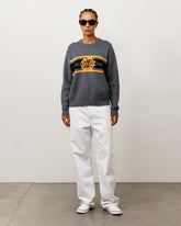 STRIPED HIBISCUS SWEATER - Grey