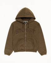 FADED GRAPHIC ZIP HOODIE - WASHED OLIVE