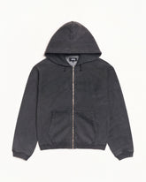 FADED GRAPHIC ZIP HOODIE - Washed Black