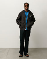 VARSITY ZIP HOODIE - Washed Black