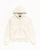 CURSIVE APPLIQUE ZIP HOODIE - Natural