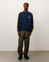 PANELED STRIPE CREW - Navy