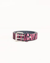 PUNCH OUT LEATHER BELT - Pink Hairy Zebra Pattern