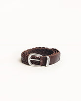 BRAIDED LEATHER BELT - Brown