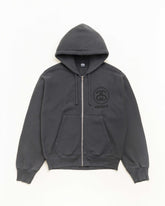 LINK SPORT ZIP HOODIE GARMENT DYED - Faded Black