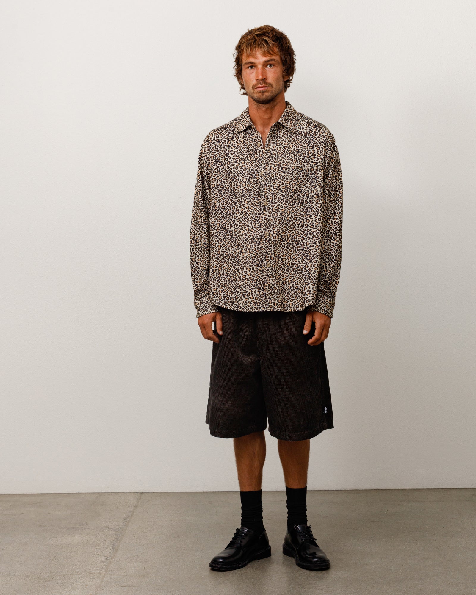 BAGGY TWILL CORD BEACH SHORT - Black