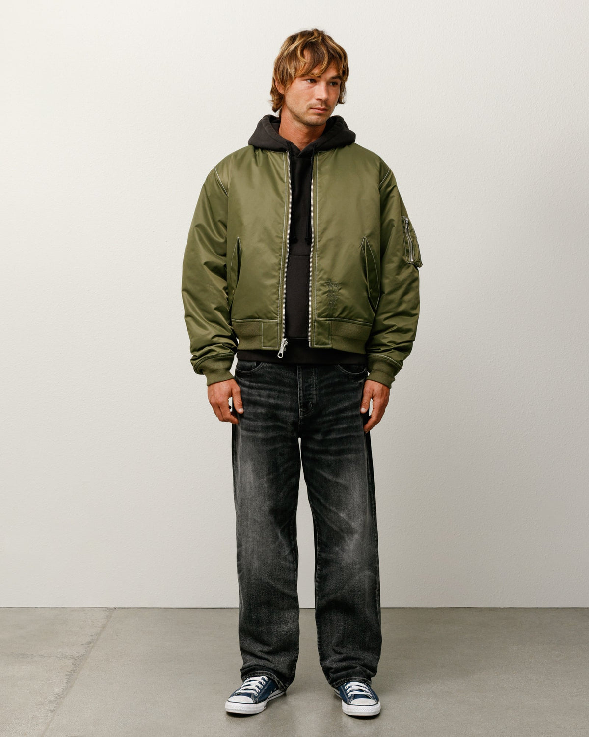 BUILT REVERSIBLE BOMBER JACKET - Olive