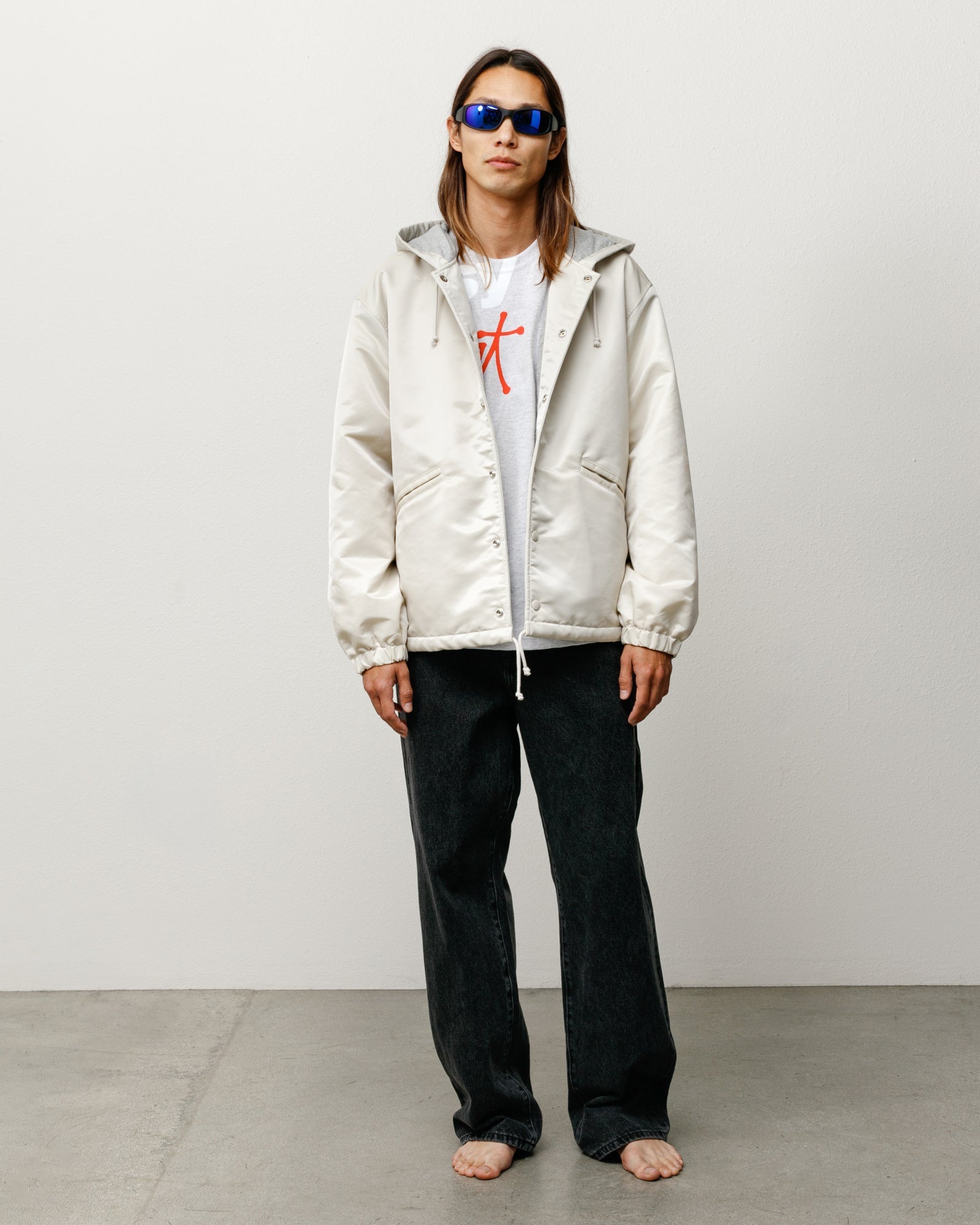 HOODED COACHES JACKET - Bone