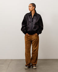 LEATHER WORK JACKET - Black