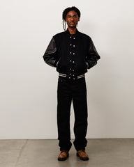 WOOL VARSITY JACKET - Black