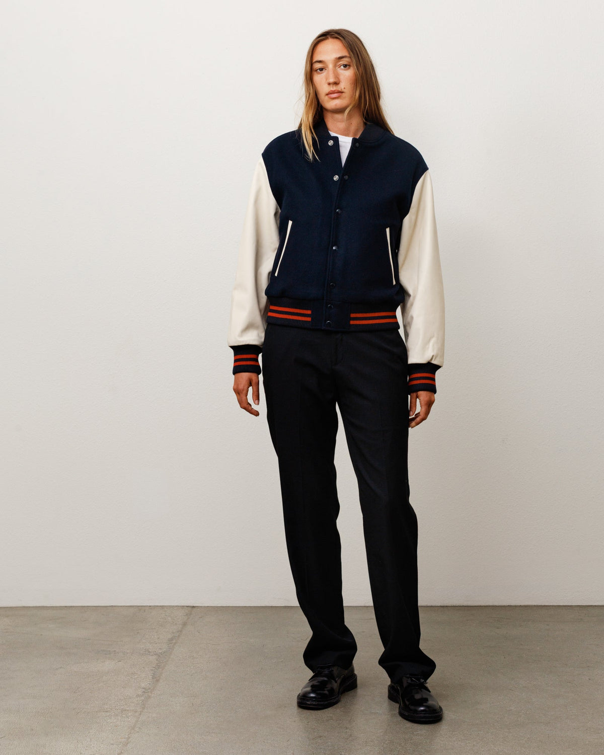 WOOL VARSITY JACKET - Navy