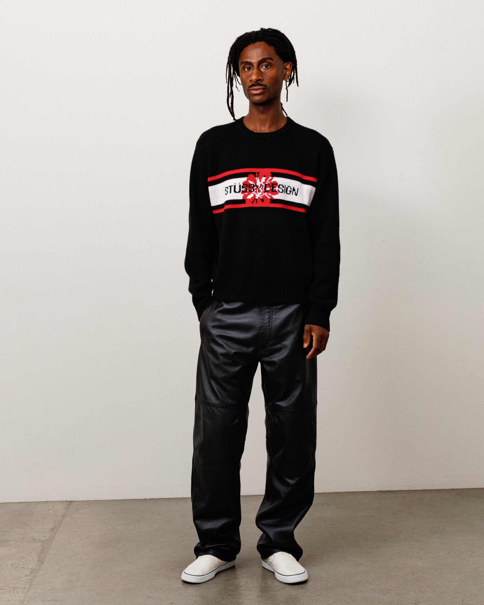 LEATHER MOTO PANT - Black