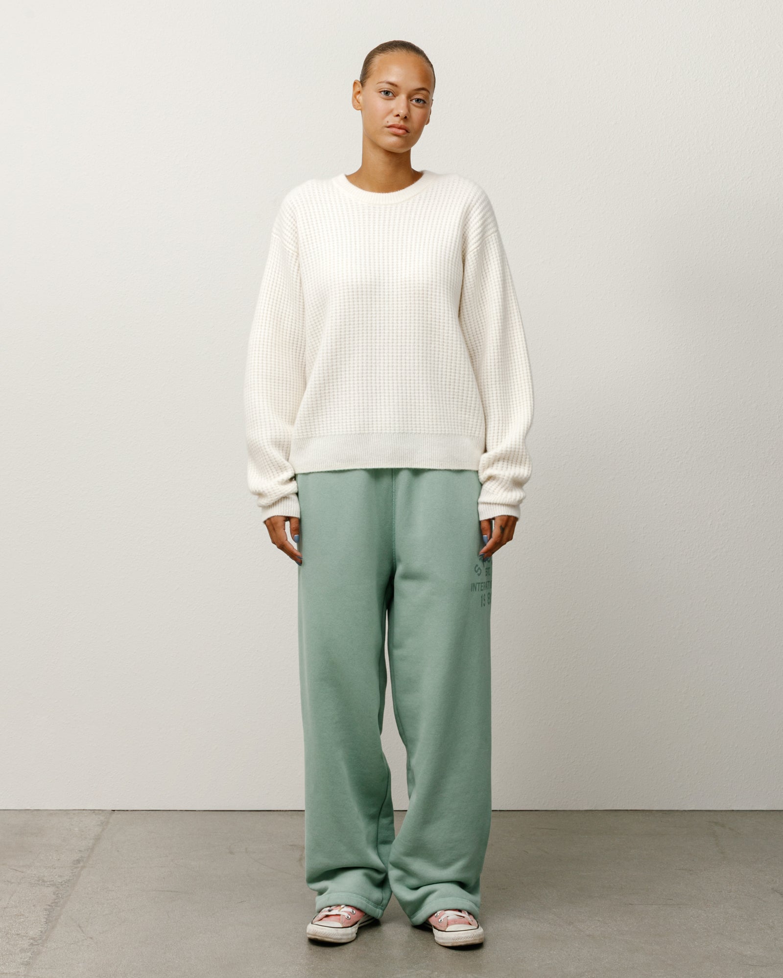 WAFFLE CASHMERE SWEATER - Ivory
