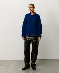 WAFFLE CASHMERE SWEATER - Navy
