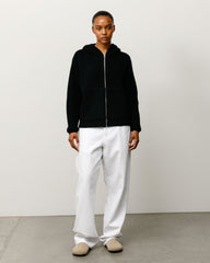 WAFFLE CASHMERE ZIP HOOD SWEATER - Black