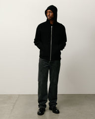 TEXTURED ZIP HOODED SWEATER - Black