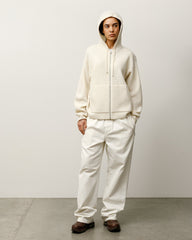 TEXTURED ZIP HOODED SWEATER - Bone