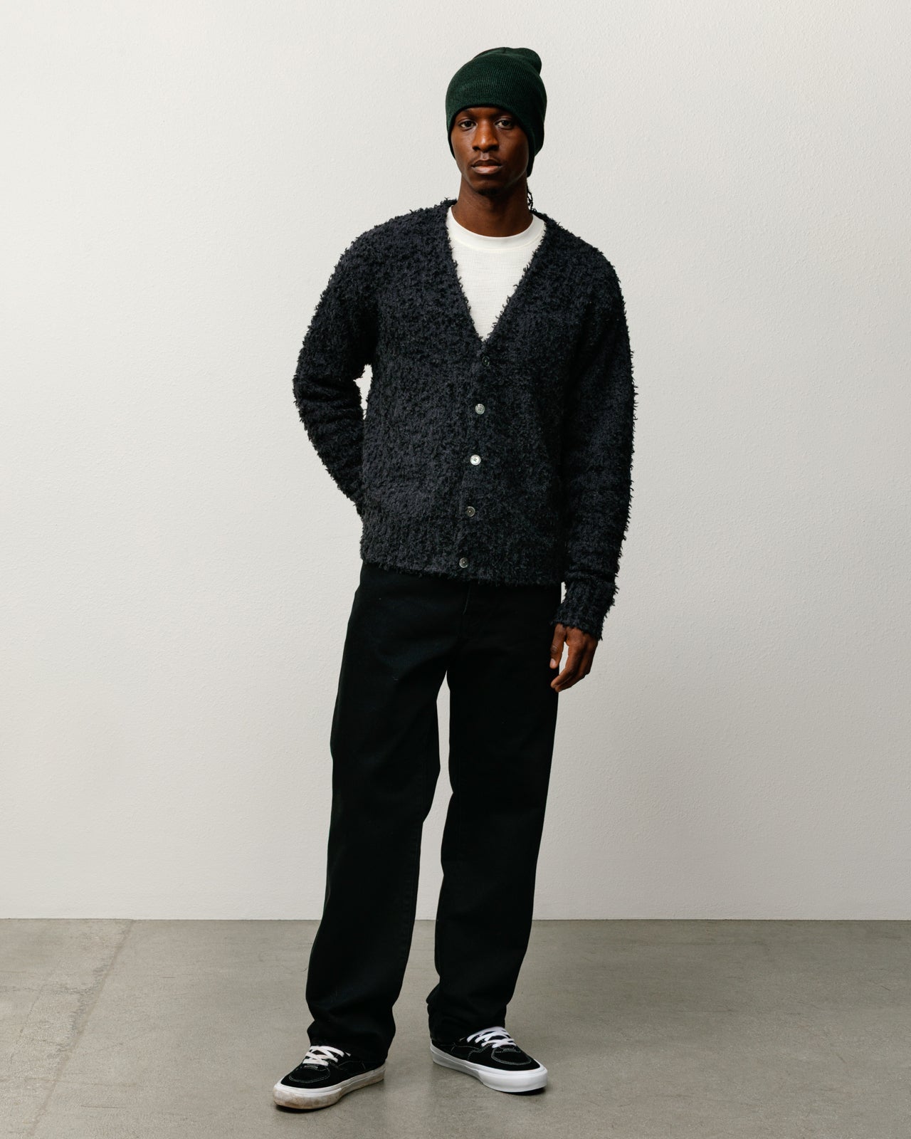TEXTURED CARDIGAN - Black