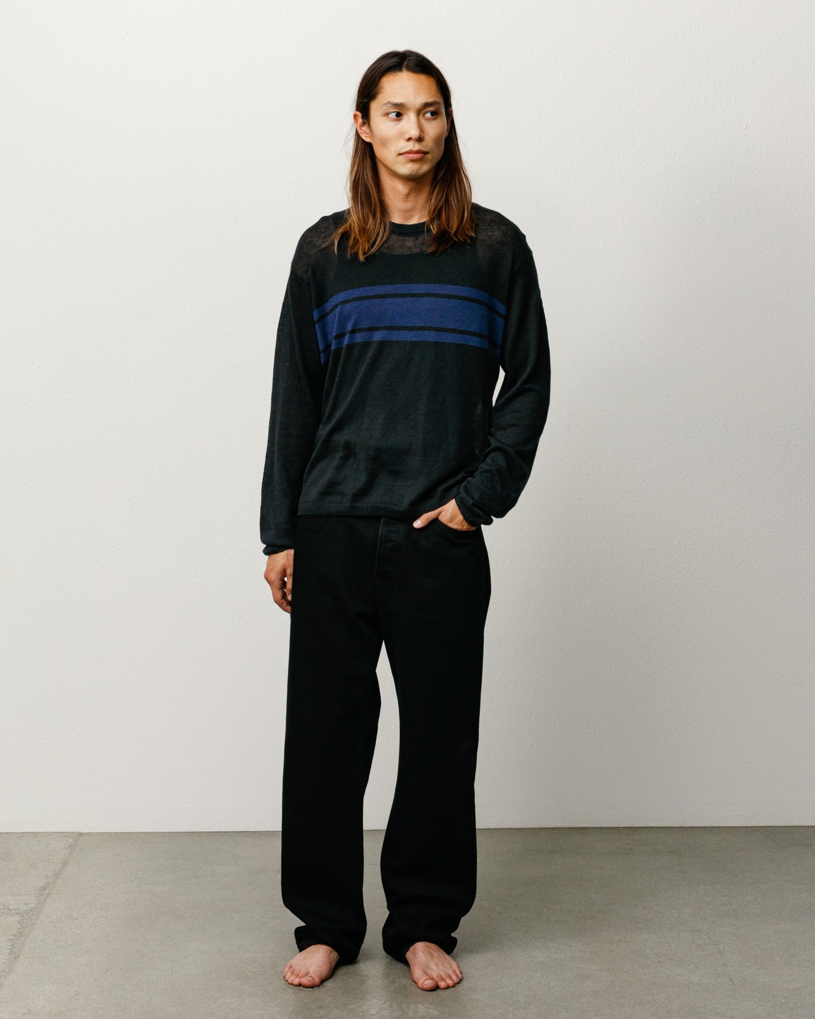 LIGHTWEIGHT STRIPED SWEATER - Black