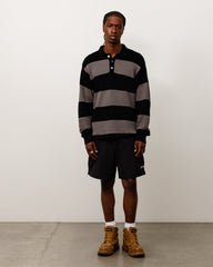PIQUE KNIT STRIPE RUGBY - Black