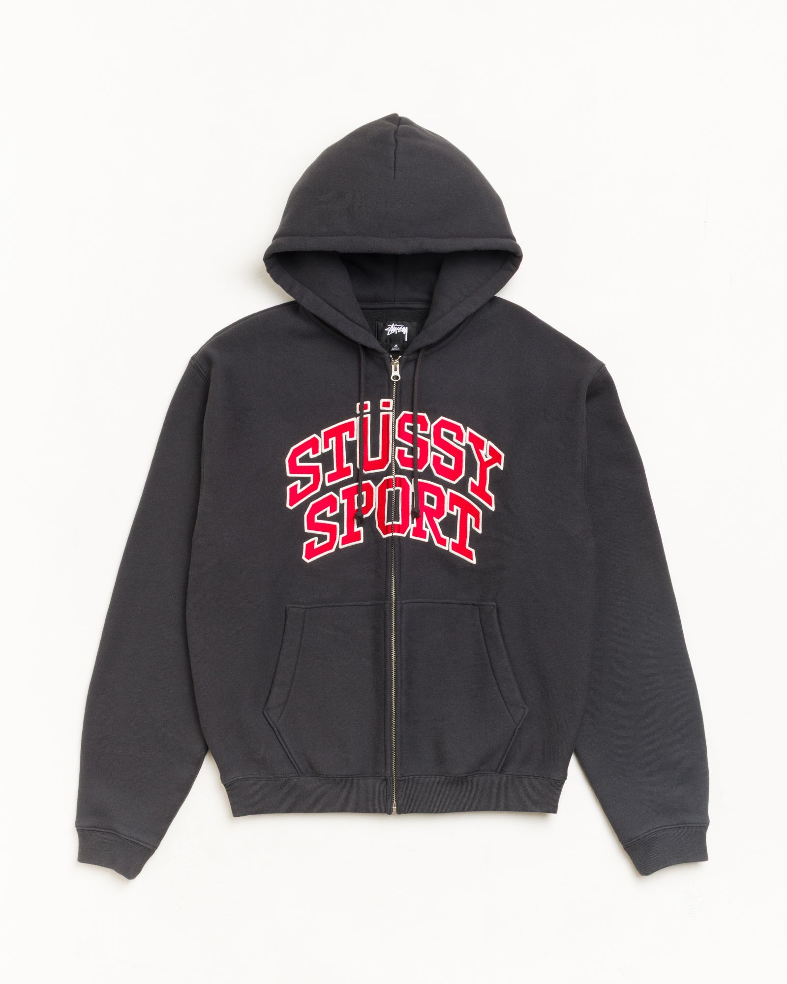 STÜSSY SPORT ZIP HOODIE - Washed Black