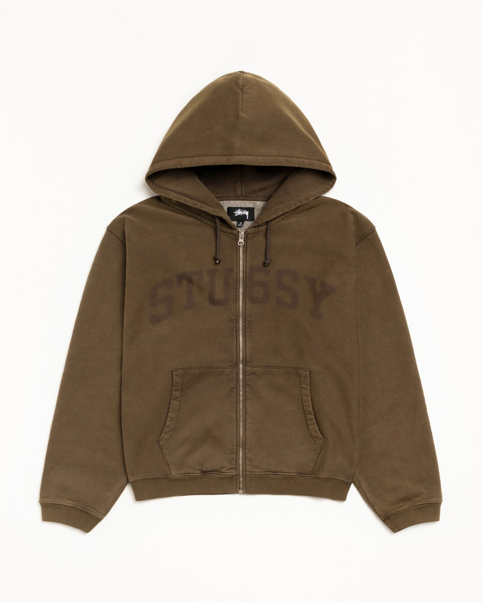 FADED GRAPHIC ZIP HOODIE - WASHED OLIVE