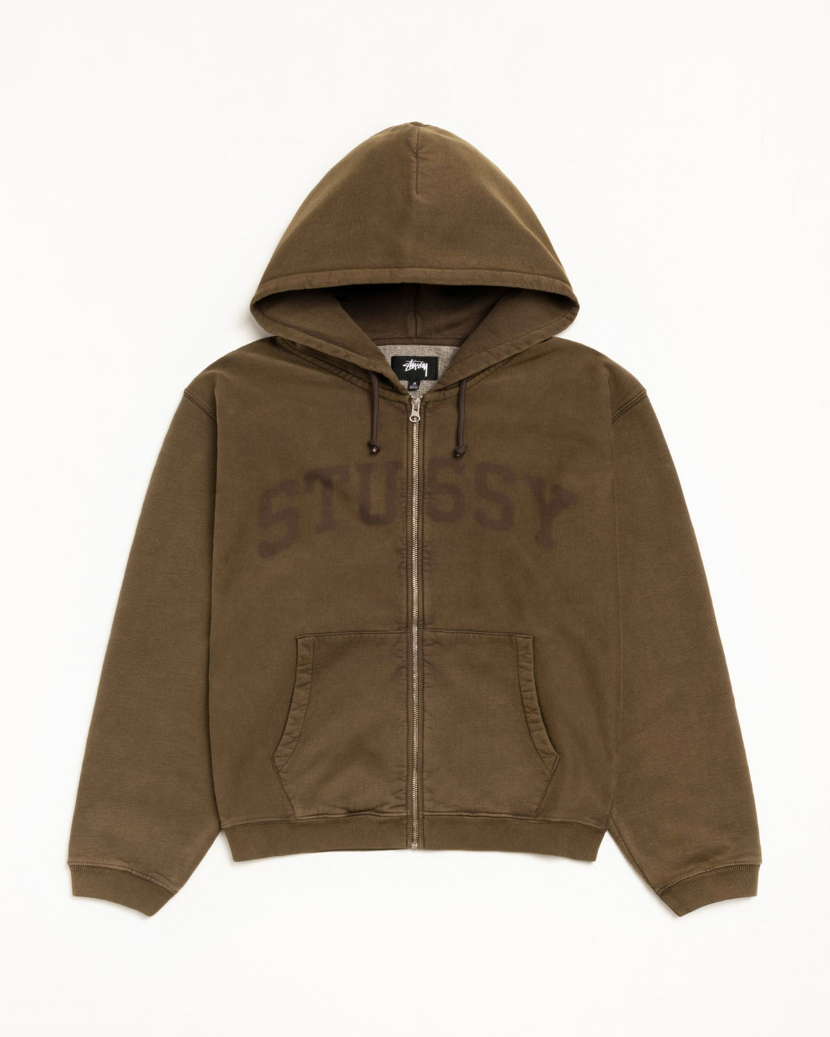 FADED GRAPHIC ZIP HOODIE - WASHED OLIVE