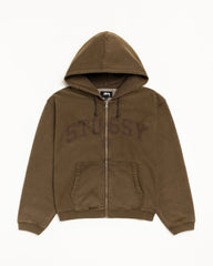 FADED GRAPHIC ZIP HOODIE - WASHED OLIVE