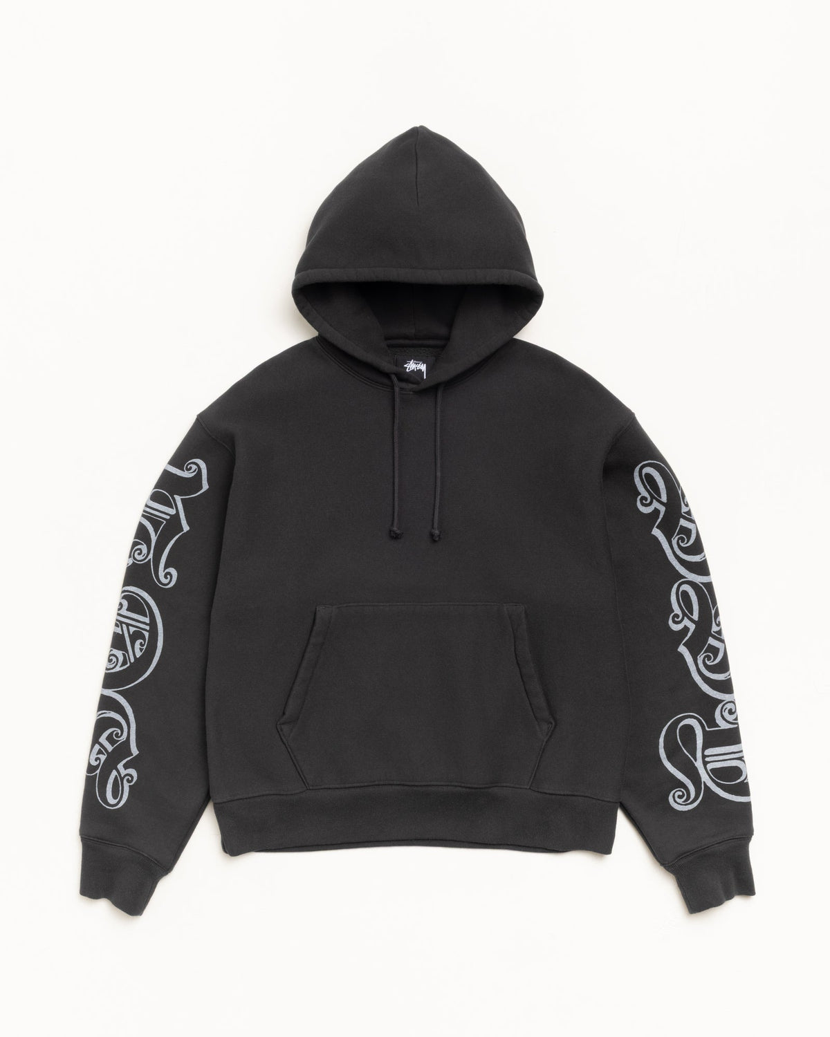 MOTIF PRINT HOODIE - Black