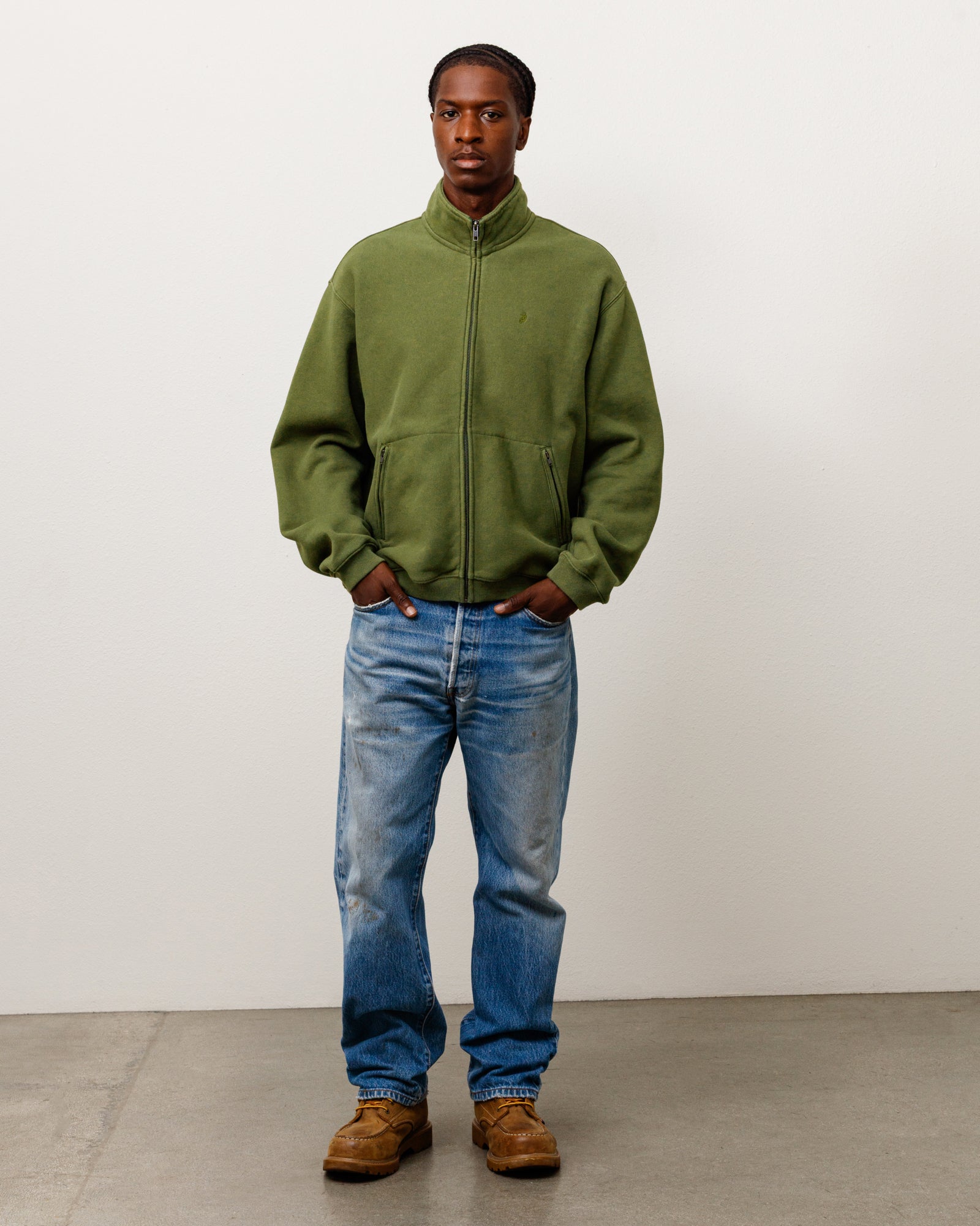 ZIP FLEECE MOCK NECK - Green