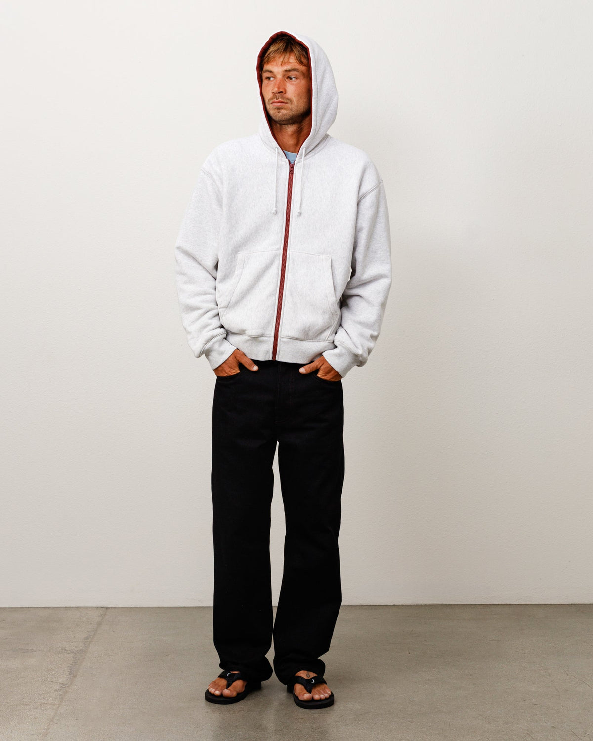 DOUBLE FACED ZIP HOODIE - Ash Heather