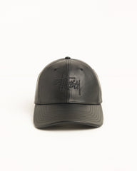 LEATHER BASIC STÜSSY CAP - Black