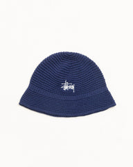 BASIC KNIT BUCKET HAT - Navy