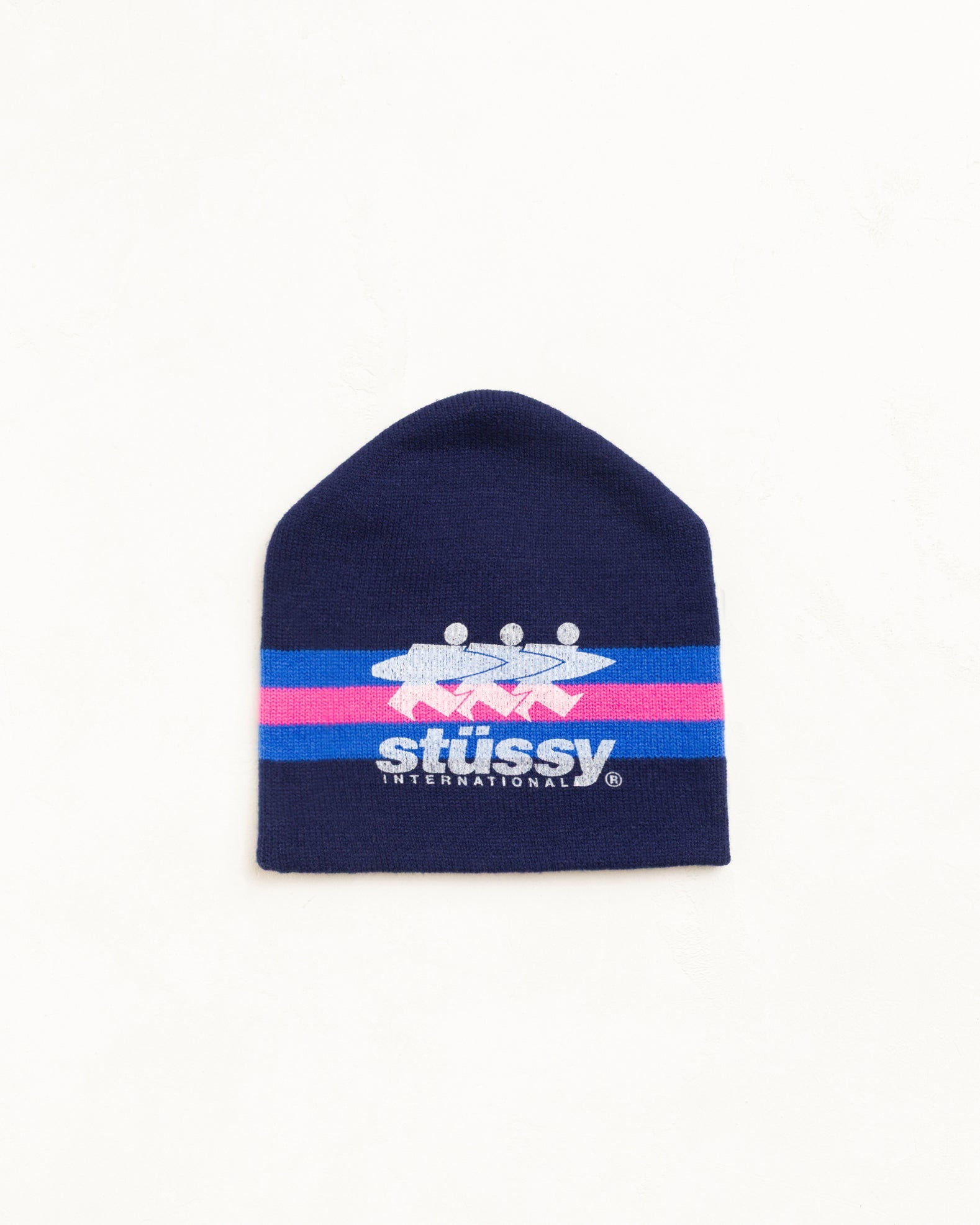 STRIPE SKI BEANIE - Navy