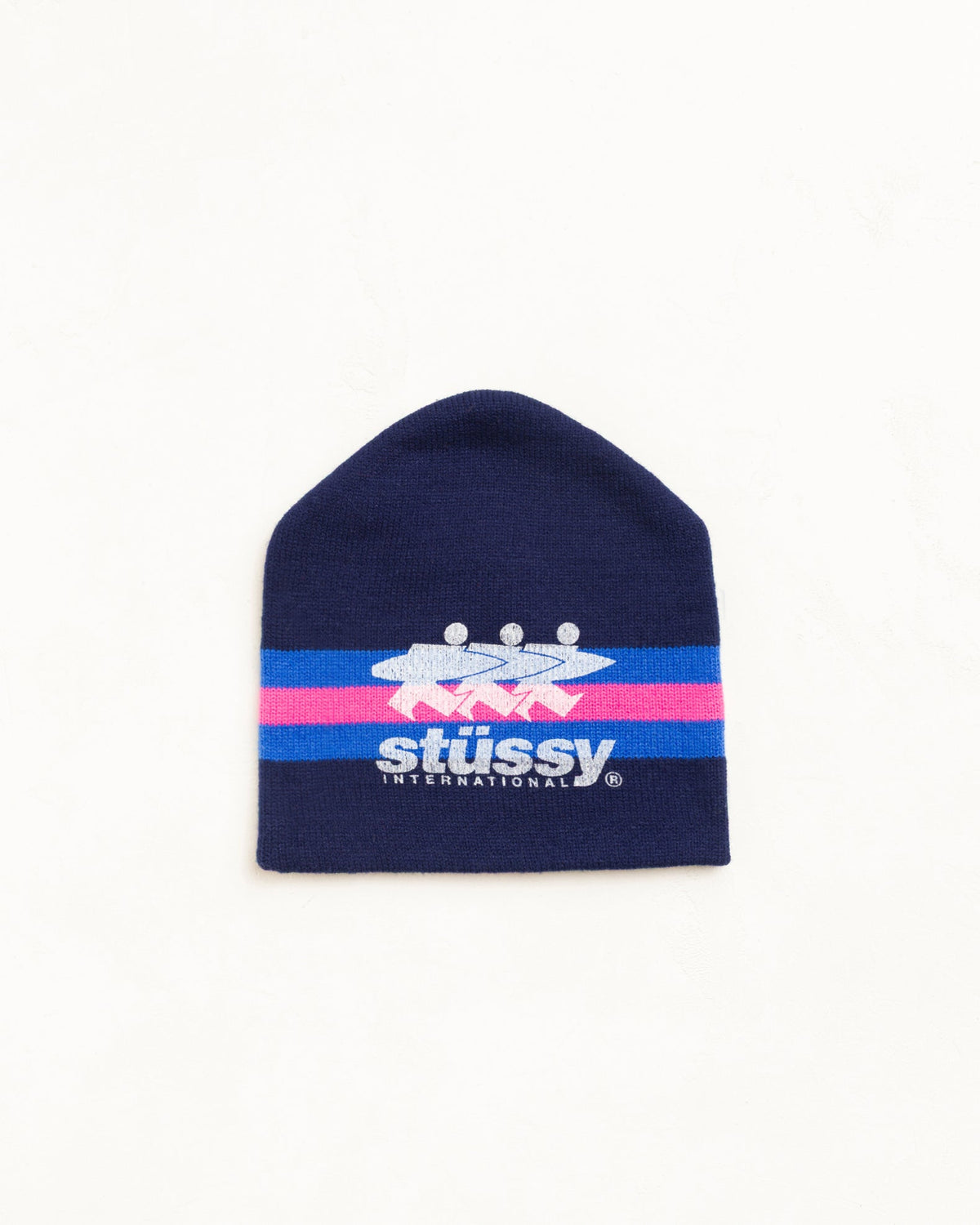 STRIPE SKI BEANIE - Navy