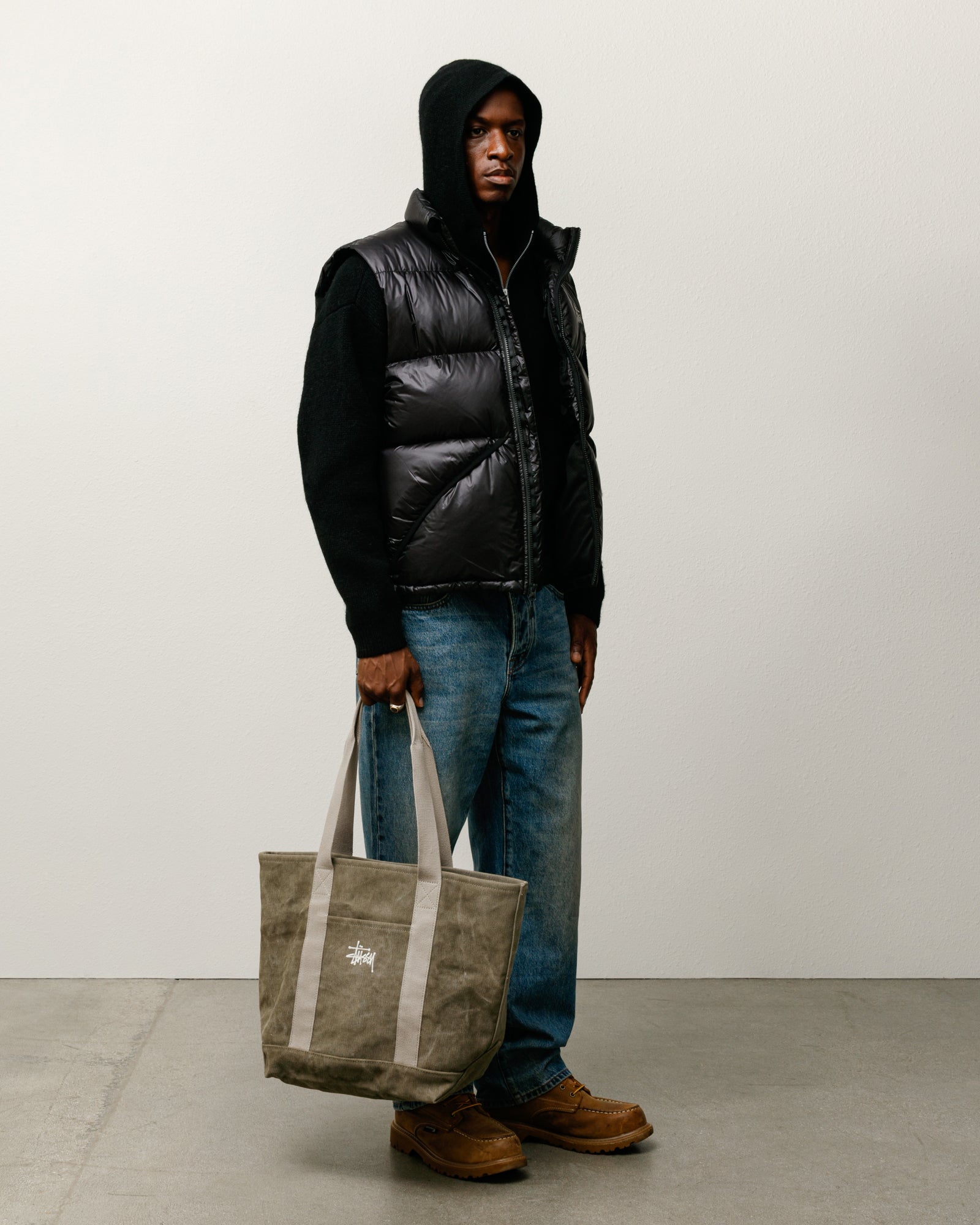 WAXED CANVAS MARKET TOTE - Stone