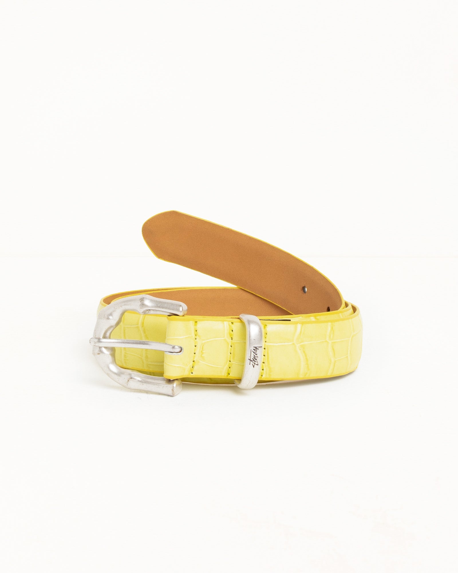 BAMBOO BUCKLE BELT - Citron Croc Pattern