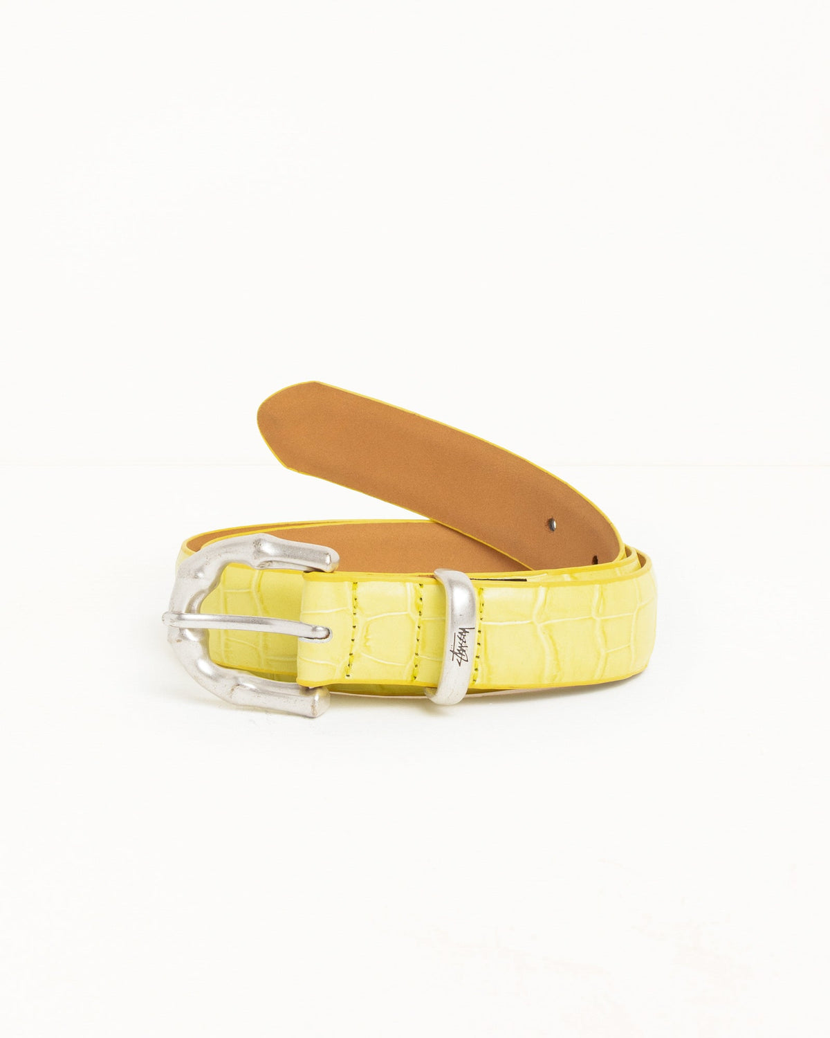 BAMBOO BUCKLE BELT - Citron Croc Pattern