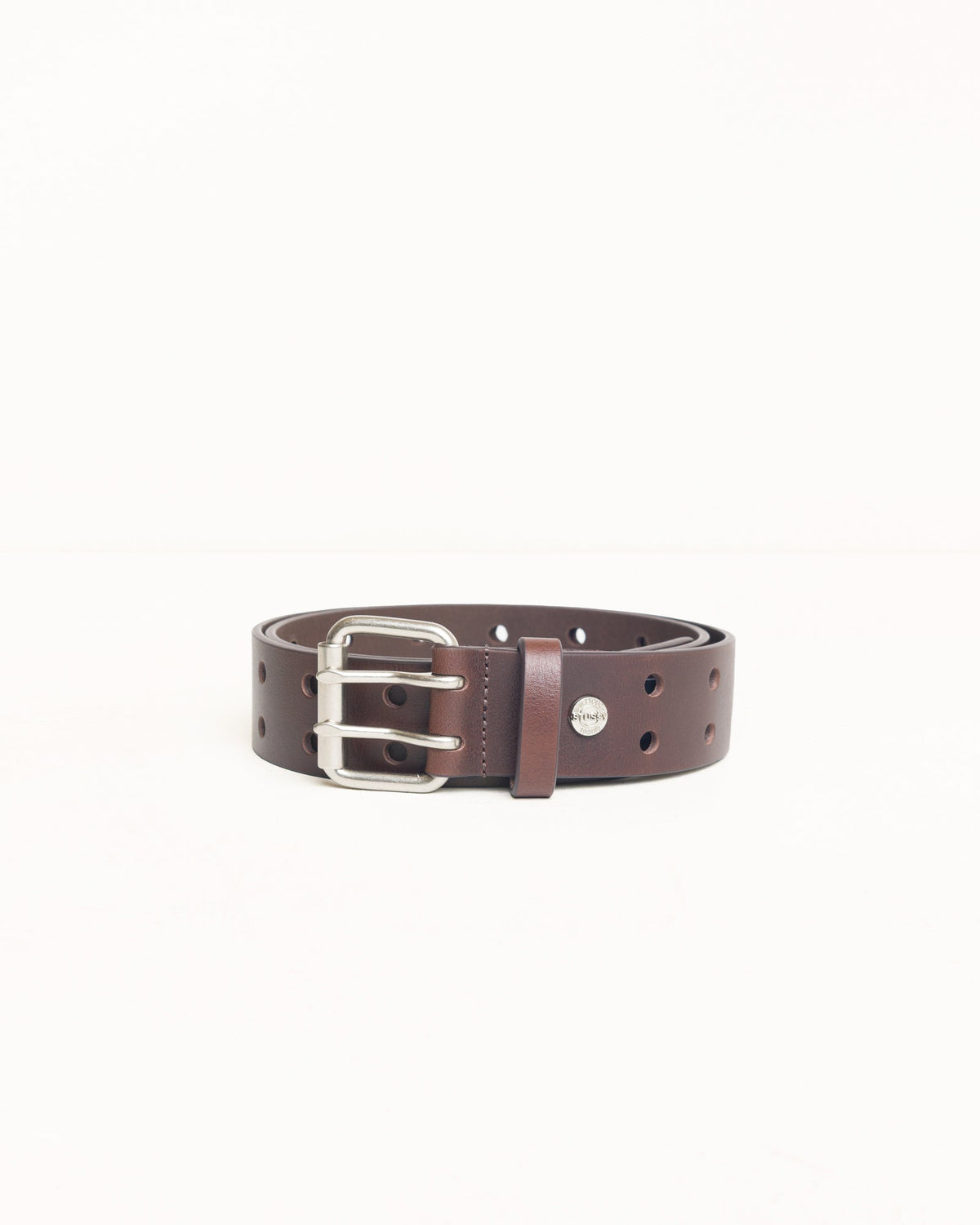 PUNCH OUT LEATHER BELT - Brown