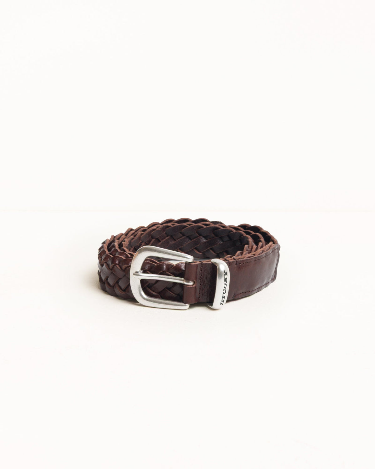 BRAIDED LEATHER BELT - Brown