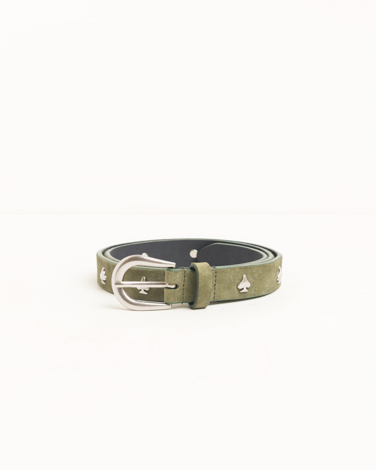 SPADE EMBLEM BELT - Olive Suede