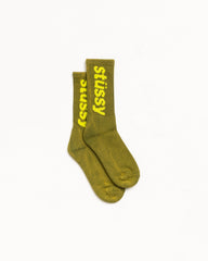 WASHED HELVETICA CREW SOCK - Green