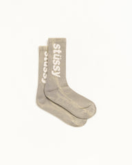 WASHED HELVETICA CREW SOCK - Grey