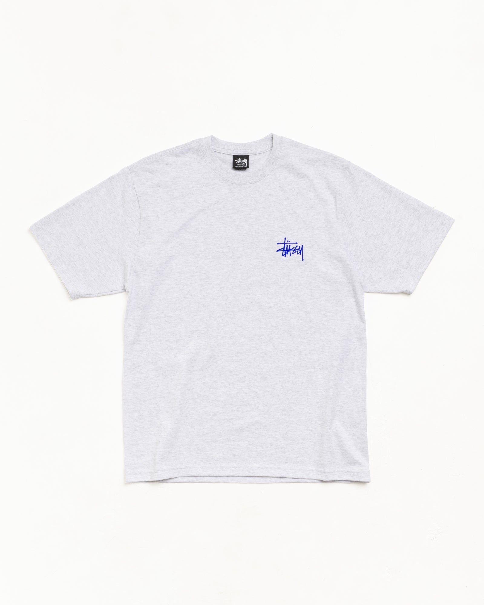BASIC STÜSSY TEE - ASH HEATHER/BLUE