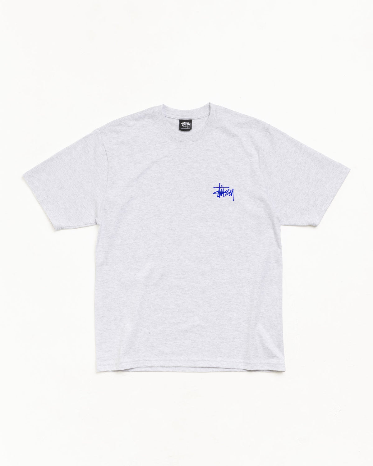 BASIC STÜSSY TEE - ASH HEATHER/BLUE