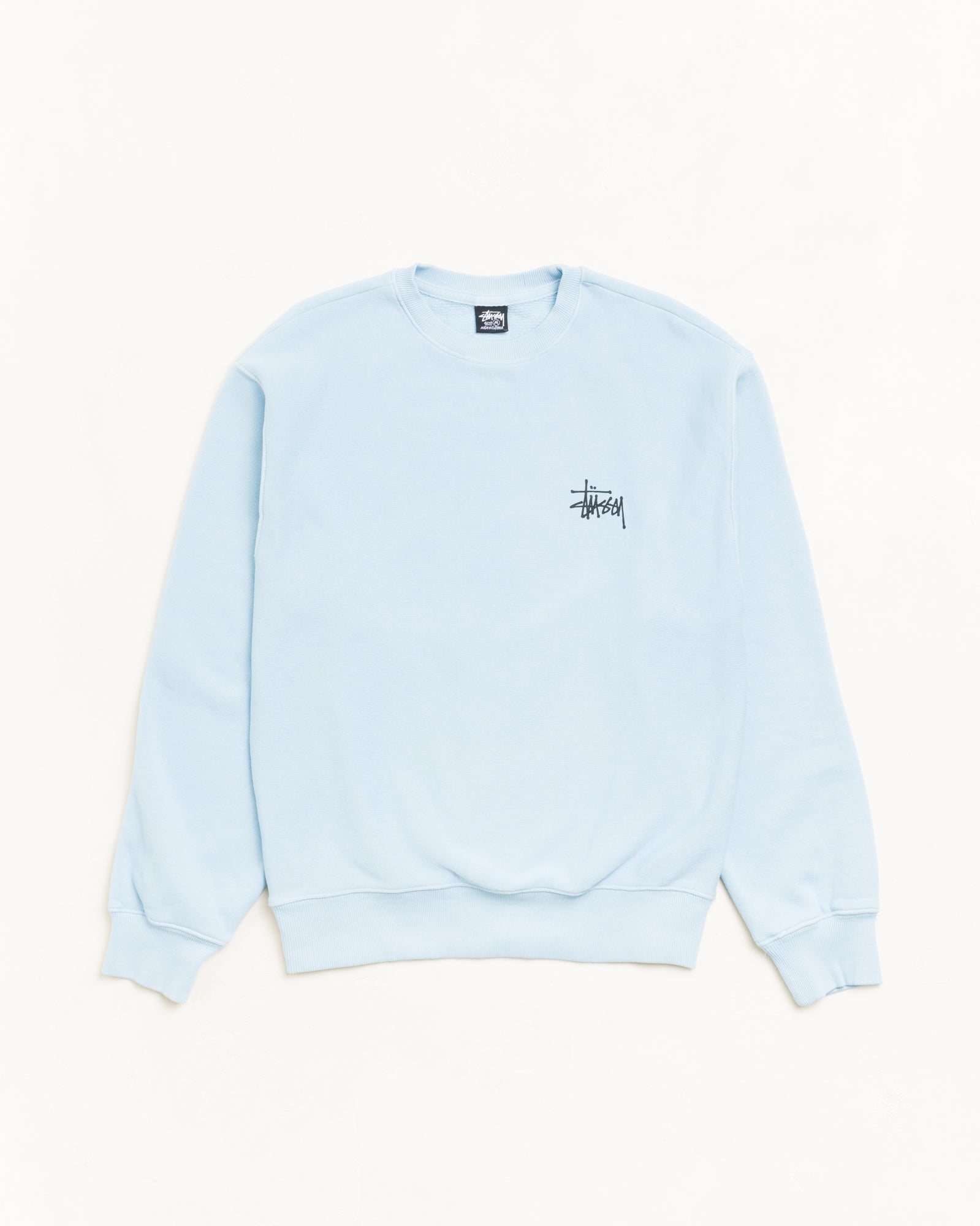 BASIC STÜSSY CREW GARMENT DYED - Sky Blue