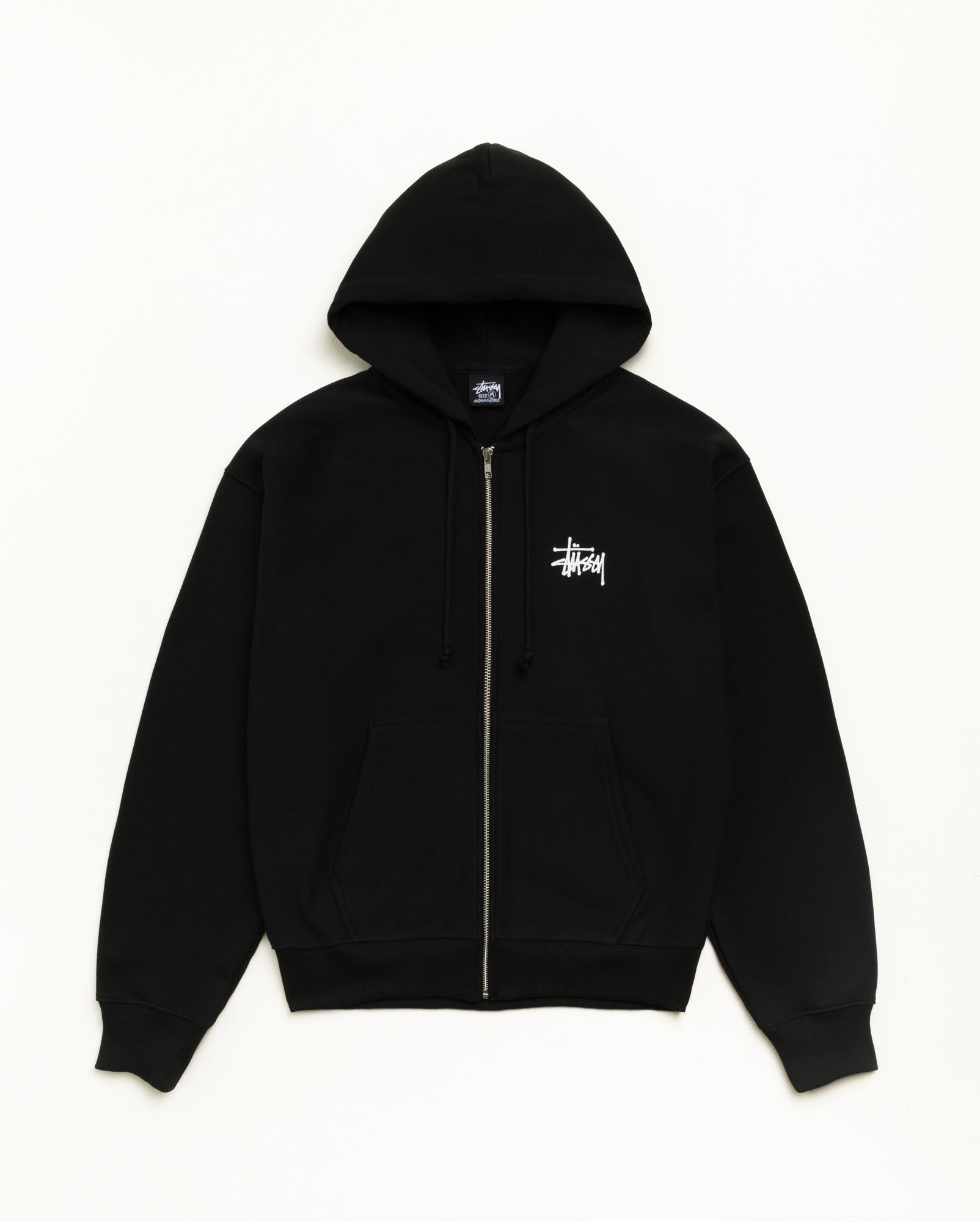 BASIC STÜSSY ZIP HOODIE - Black